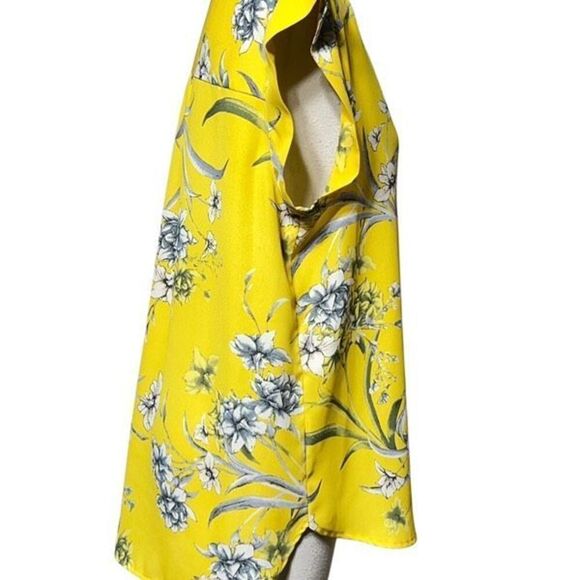 Pleione Sleeveless Bright Yellow Floral Blouse Size Medium - Picture 2 of 4